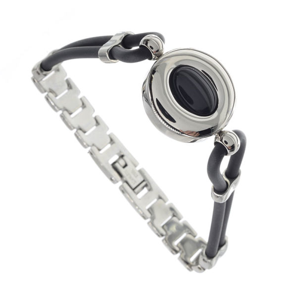 Edelstahlvinylarmband mit Onyx