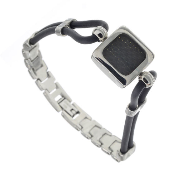 Edelstahlvinylarmband mit Carbon