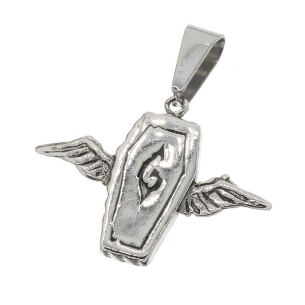 Stainless steel pendant - winged coffin