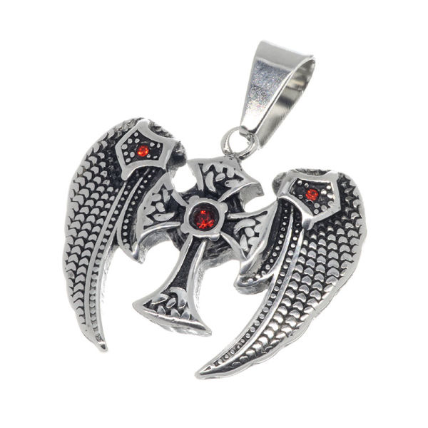 Stainless steel pendant - winged cross