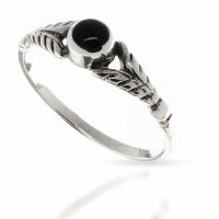 925 Sterling silver ring - "Ivy" Onyx-58 (18,4...