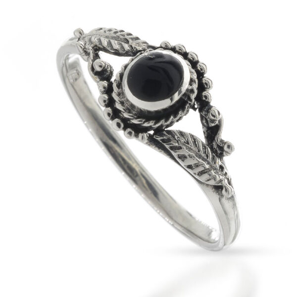 925 Sterling Silberring - "Olivia" 52 (16,6 Ø) 6,1 US Onyx