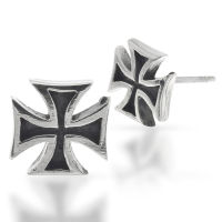 925 Silver Stud Earrings - Iron Cross