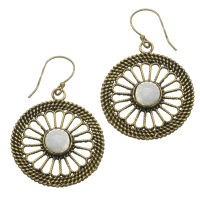 Bronze Earrings - Indian Chakras with Stone Decoration