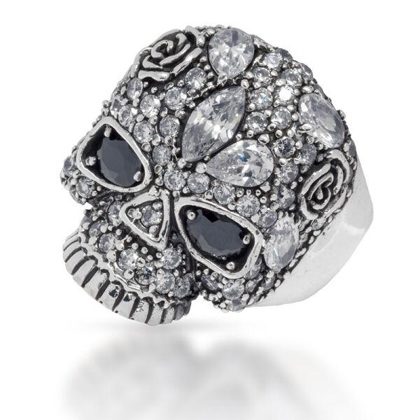 925 Sterling Silberring - Skull "La Catrina" Weiß-72 DE / 13,7 US