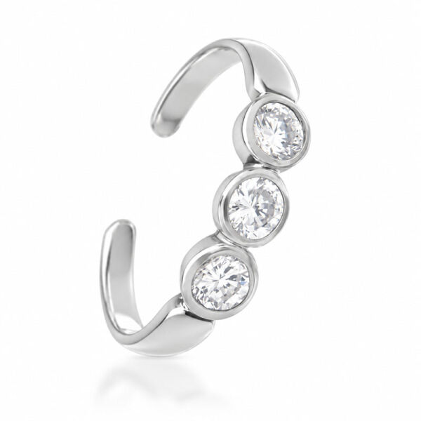 925 Sterling Silver Toe Ring / Childrens Ring with Three Decorative Stones