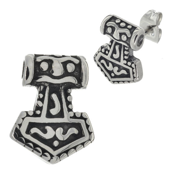 Stainless Steel Stud Earrings - Mjölnir