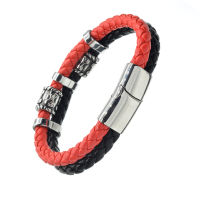 Lederarmband - mit Edelstahlverschluss & Runen