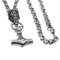 Stainless Steel Chain - Wolf Head & Mjölnir