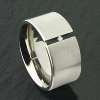Edelstahlring - Spannring mit Cubik Zirkon