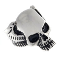 Stainless steel ring - skull with wings on the side