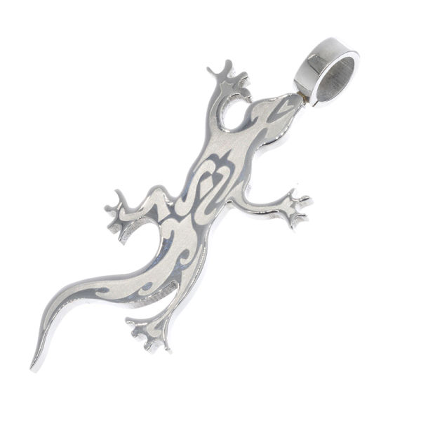 Edelstahlanhänger - Gecko / Salamander