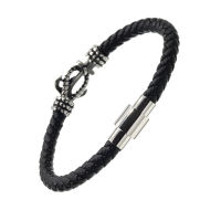 Leather bracelet with anchor - magnetic clasp