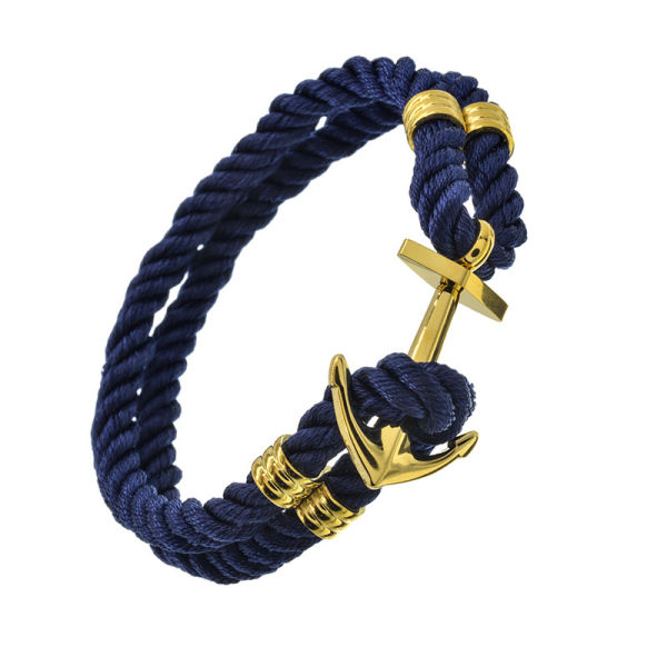 Textilarmband mit Edelstahlelementen Anker