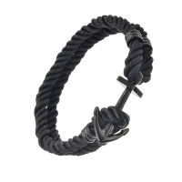 Textilarmband mit Edelstahlelementen Anker