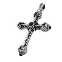 Stainless steel pendant - cloverleaf cross with “Gothic” stones 74 mm