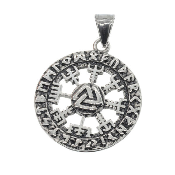 Stainless steel pendant - "Vegvisir" steel