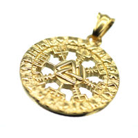 Stainless steel pendant - "Vegvisir" PVD Gold