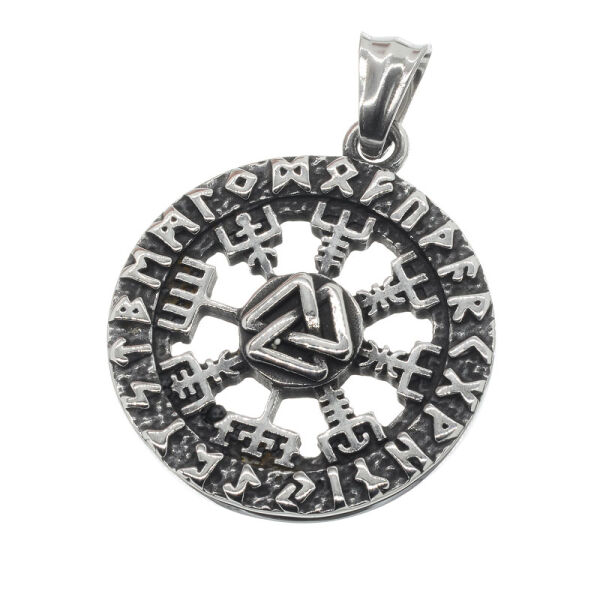 Stainless steel pendant - "Vegvisir" Black