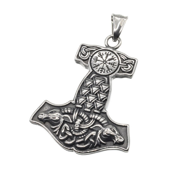 Stainless steel pendant - "Thors hammer" steel