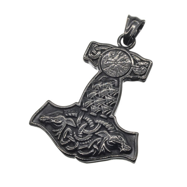 Edelstahlanhänger - "Thors Hammer" Schwarz