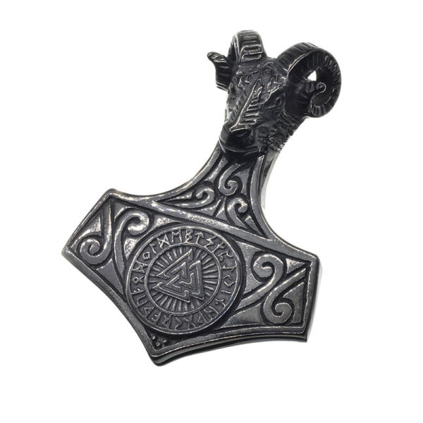 Edelstahlanhänger - Thors Hammer "Goat" Schwarz