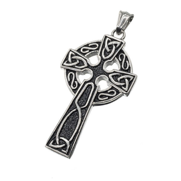 Edelstahlanhänger - Keltenkreuz "666" Stahl