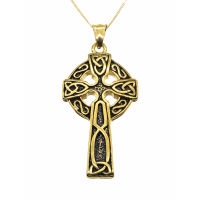 Edelstahlanhänger - Keltenkreuz "666" PVD Gold