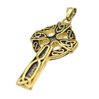 Edelstahlanhänger - Keltenkreuz "666" PVD Gold