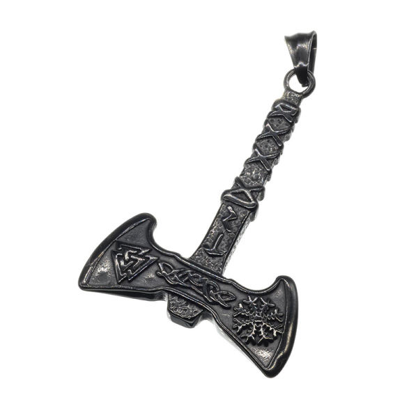Stainless steel pendant - "Birka" battle axe black