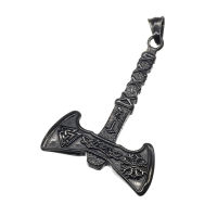 Stainless steel pendant - "Birka" battle axe black