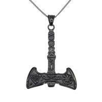 Stainless steel pendant - "Birka" battle axe black