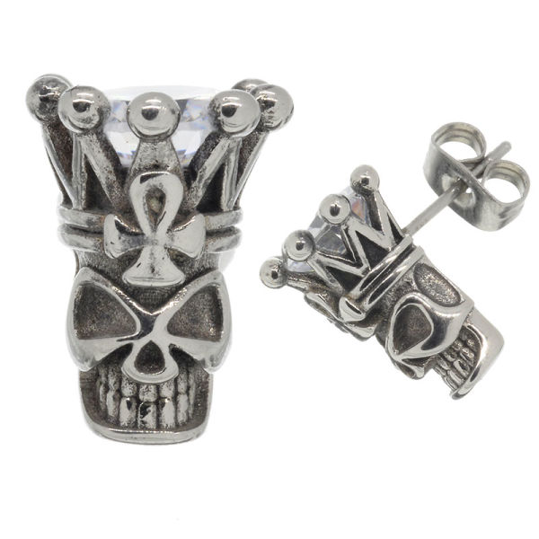 Stainless Steel Stud Earrings - Odins Ravens  white