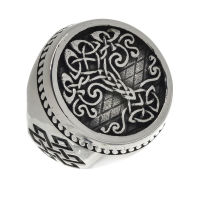 Stainless steel ring - signet ring - tree of life with infinite knot and closed ring band