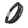 Genuine Leather Bracelet - with Beads and Stainless Steel Embellishment Black