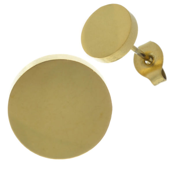 Stainless Steel Stud Earrings - Squid Game Circle-PVD-Gold-4 mm