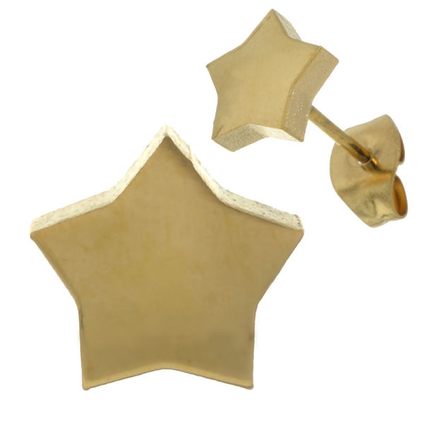 Stainless Steel Stud Earrings - Star PVD-Gold-6 mm