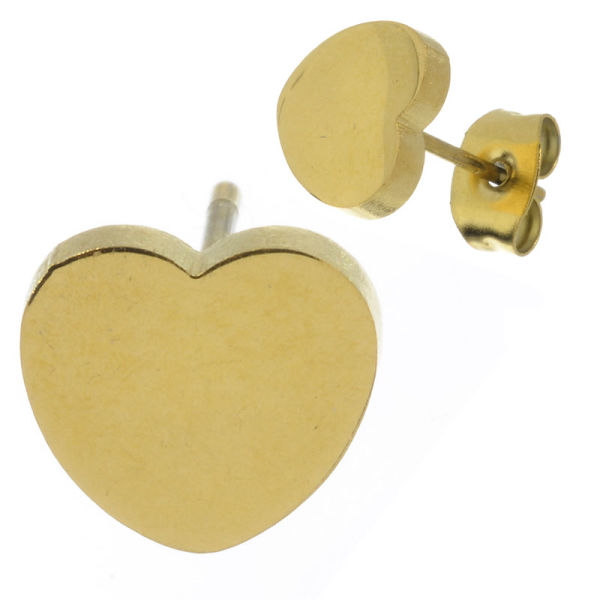 Edelstahlohrstecker - Herz PVD-Gold-4 mm