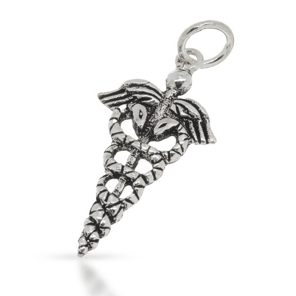 925 Sterling Silberanhänger - Hermesstab/ Caduceus
