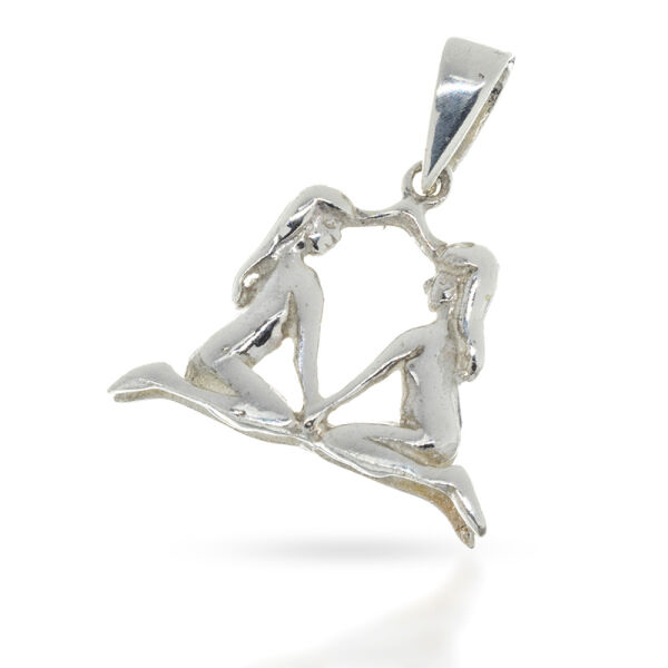 Gemini Zodiac Pendant with Seated Pair in 925 Sterling Silver