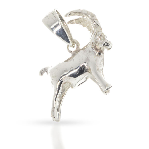 Small Capricorn Zodiac Pendant with Ibex Figure in 925 Sterling Silver