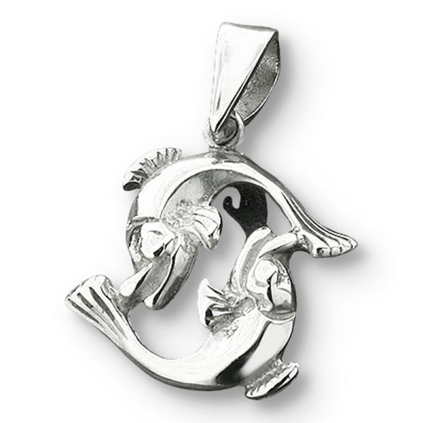 925 Sterling Silberanhänger - Fische 21.2.-20.3.