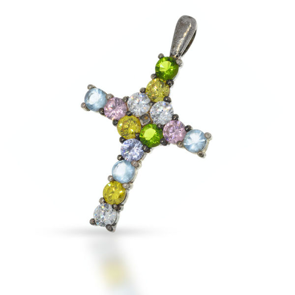 925 Sterling Silberanhänger - Kreuz mit Cubik Zirkonia "Gisbert"