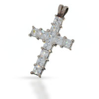 925 Sterling Silberanhänger - Kreuz mit Cubik...