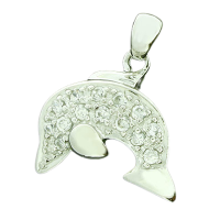 925 Sterling Silberanhänger - Cubic Zirkon Delphin