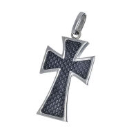 Edelstahlanhänger -  Carbonkreuz
