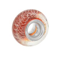 Silver Plated K-Bead with Orange and White Stripes