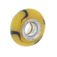 K Bead Silver-plated - Yellow with Brown Stripes