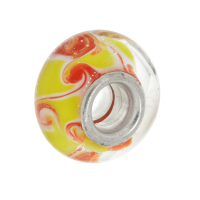 K Bead Silver-plated - Yellow with Orange Pattern