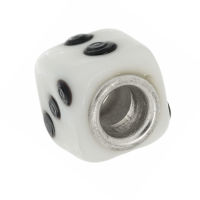 K Bead Silver-plated - White in Cube Shape